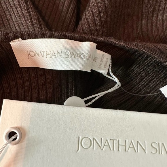 Jonathan Simkhai Leah Ribbed Cable Knit Wool Blend Sweater Chocolate - Picture 11 of 14